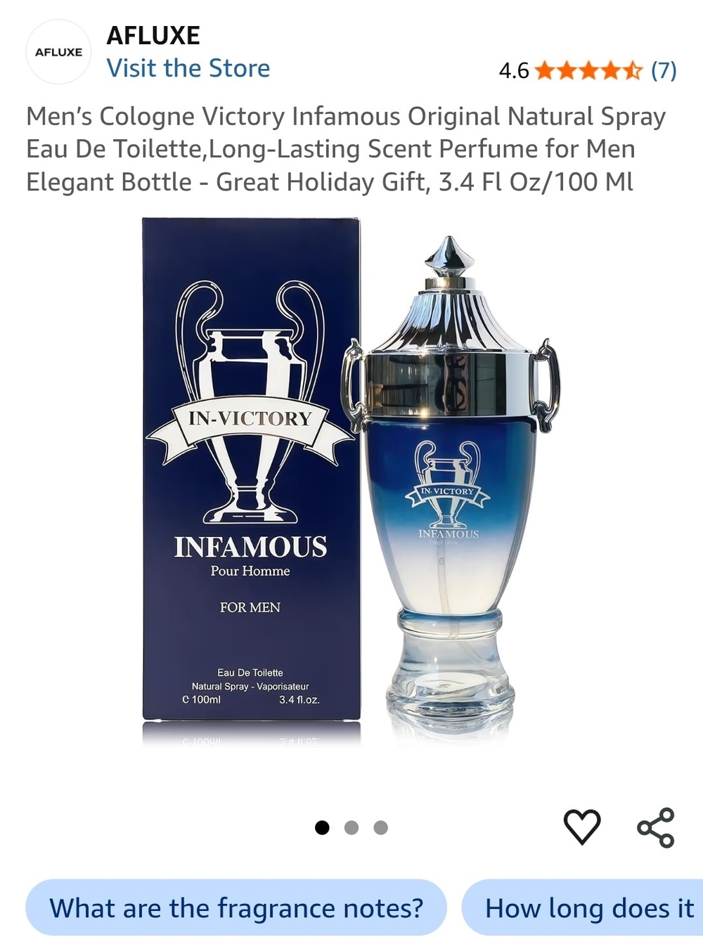 AFLUXE Infamous In-Victory Pour Homme Cologne - Blue Gradient Bottle